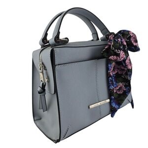 Steve Madden Women's Saffiano Small Satchel Handbag Floral Scarf Blue One Size